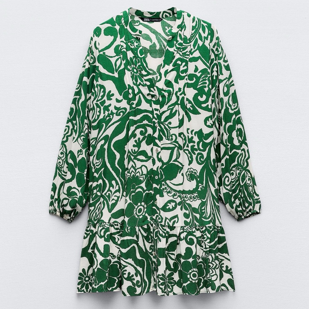 NWT Zara Green and White Mini Dress